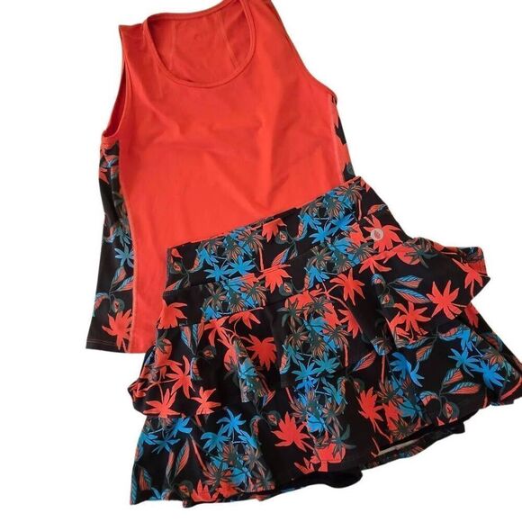 Dona Jo Womens Tropical Tennis Flirty Skort and Top Set Size Small - Picture 12 of 12